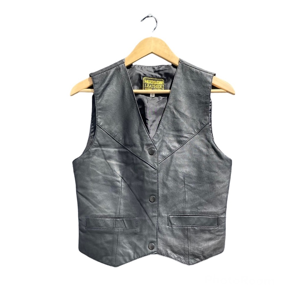 Genuine Leather Vest - Hudson Leather - Black Size Small